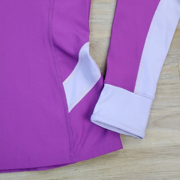 🔺️Under Armour Purple & Pink Mock Neck Athletic Long Sleeve Top Large - Picture 6 of 8